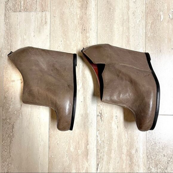 Leather Luxury Rebel Sora Wedge Ankle Booties 408 Women’s Designer Edgy - Picture 4 of 12